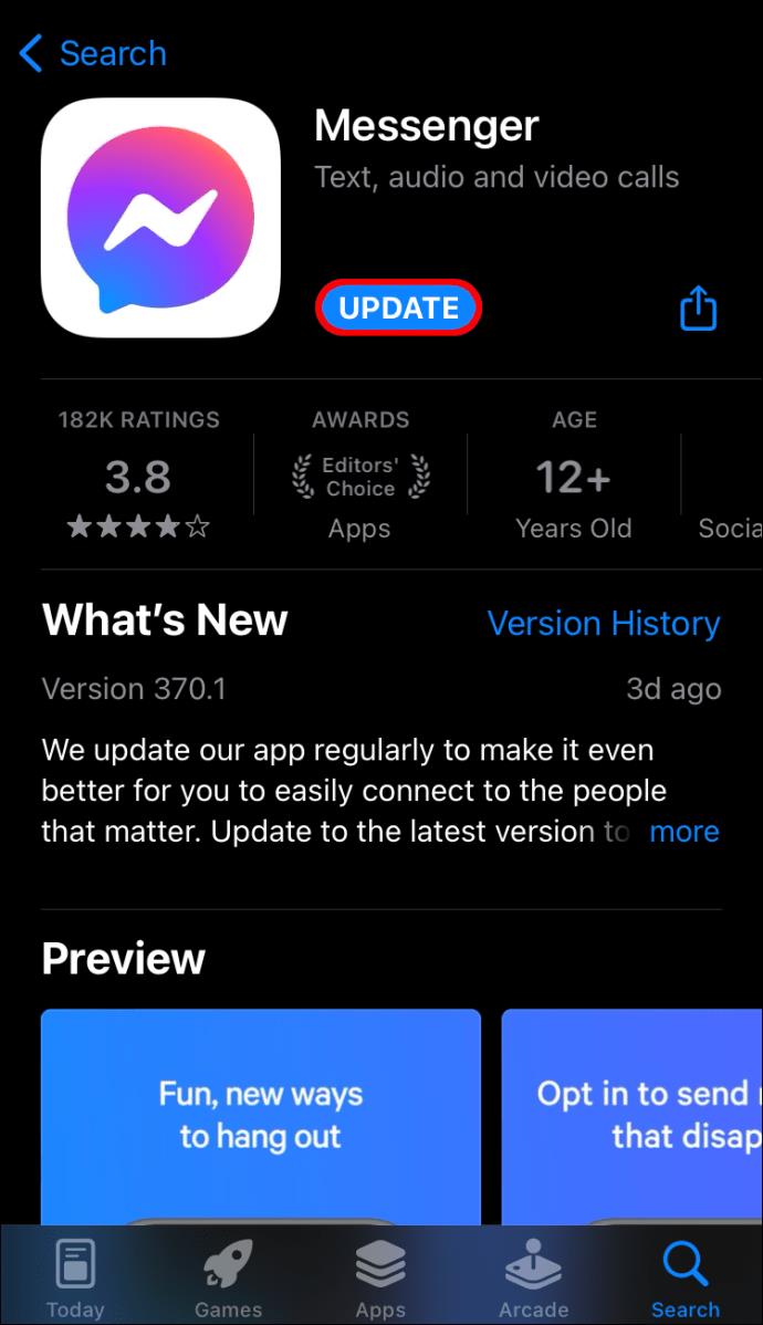 Correção: mensagens do Messenger não entregues