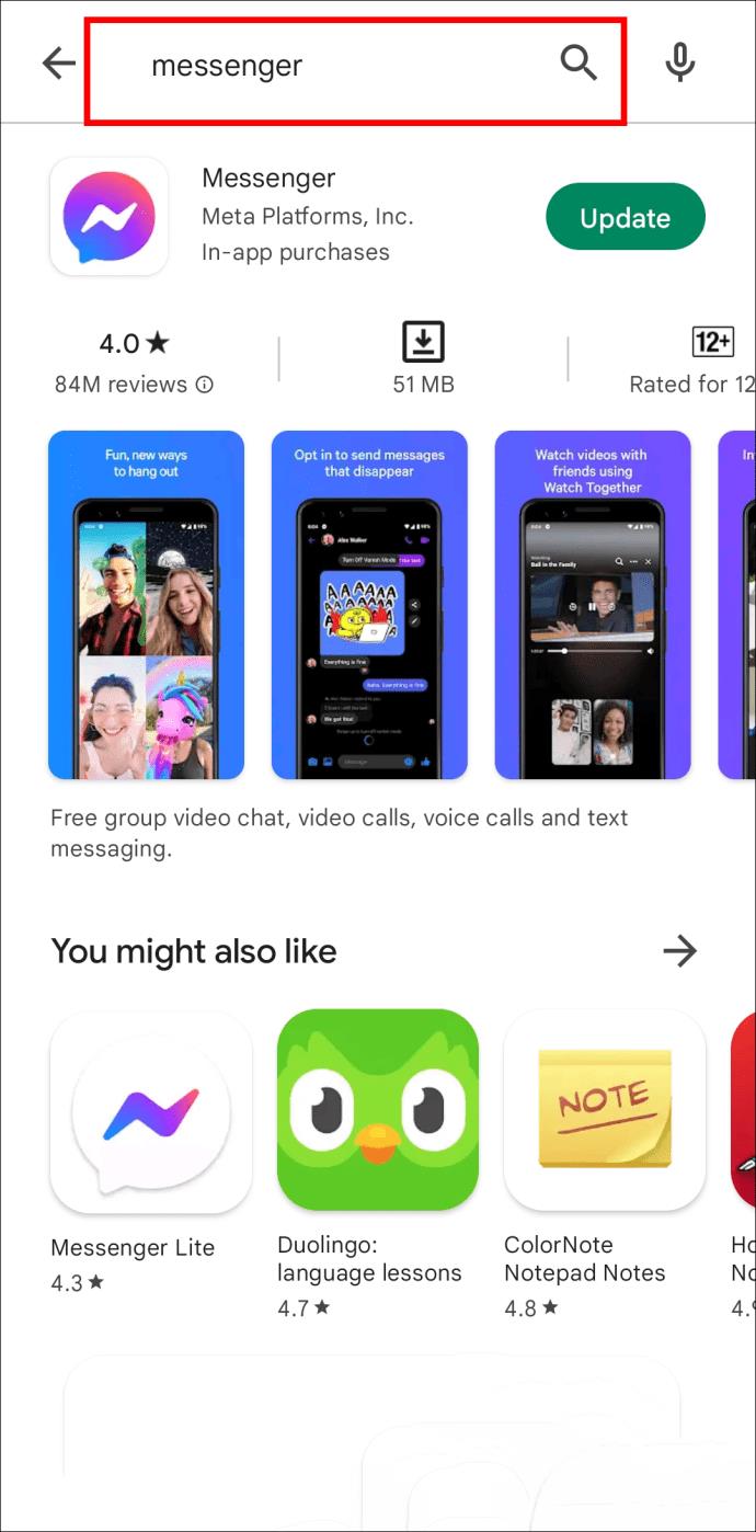 Correção: mensagens do Messenger não entregues
