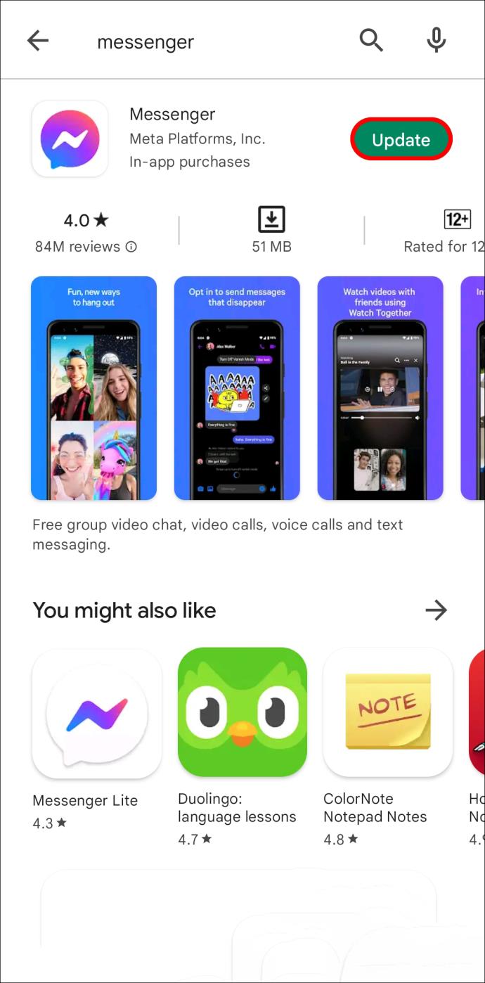 Correção: mensagens do Messenger não entregues