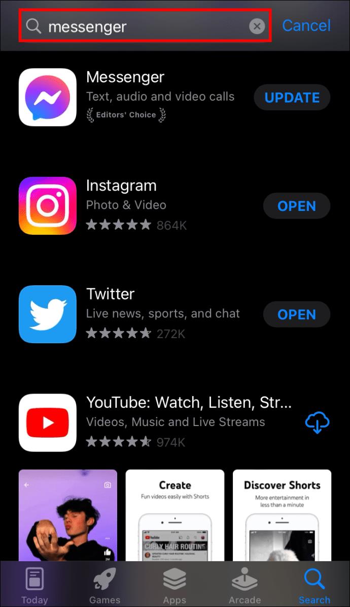 Correção: mensagens do Messenger não entregues