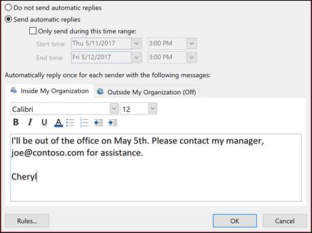 Enter your automatic reply message