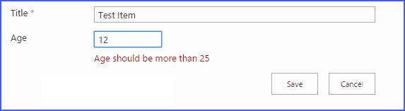 ví dụ xác thực cột trực tuyến trên SharePoint