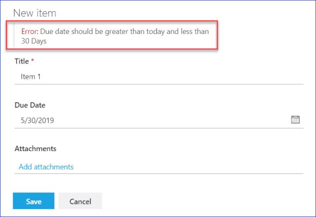 Xác thực cột SharePoint: Xác thực ngày bắt đầu và ngày kết thúc