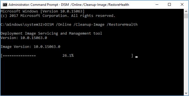 DISM scan to fix Windows Defender not turning on