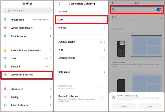 compartilhamento de tela no Android