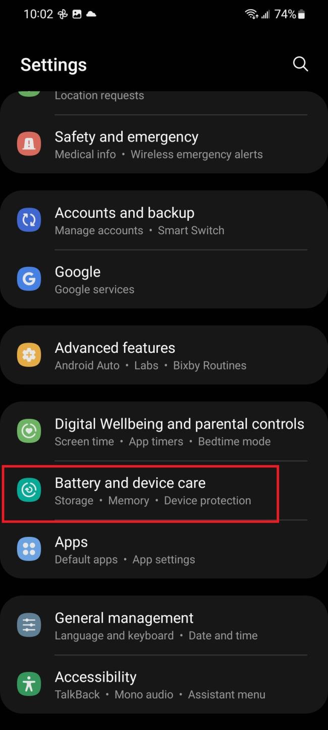 настройки samsung аккумулятор и уход за устройством