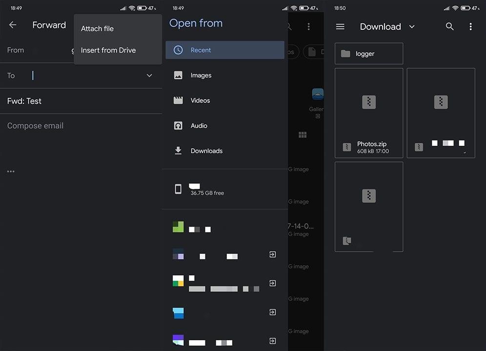 AndroidのGmailでZipファイルを送信する方法