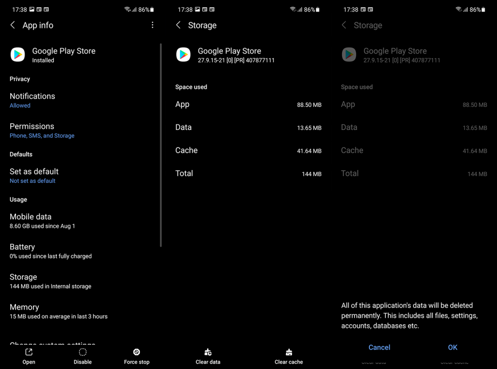 Исправлено: Google Play Store продолжает проверять наличие обновлений
