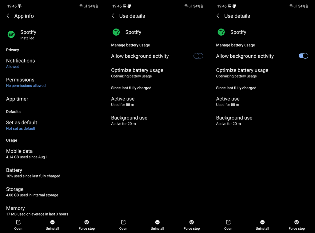 إصلاح: توقف Spotify عن اللعب عند إيقاف تشغيل الشاشة على Android