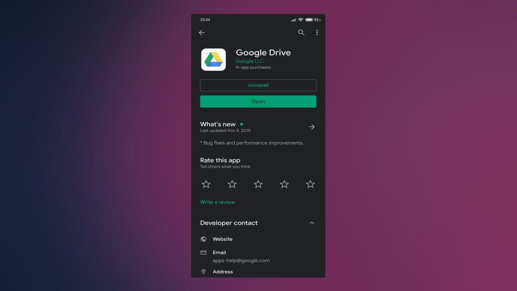 Исправлено: Google Диск продолжает падать на Android