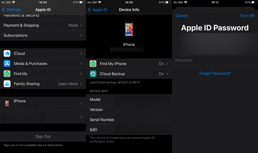 iPhone'umu Bul'dan nasıl çıkış yapılır