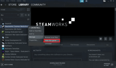 Steamworks 공통 재배포 가능 패키지? 사용 및 숨기기 방법