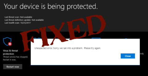 [RISOLTO] Errore imprevisto di Windows 10 Defender e Microsoft Defender Threat Service ha interrotto lerrore