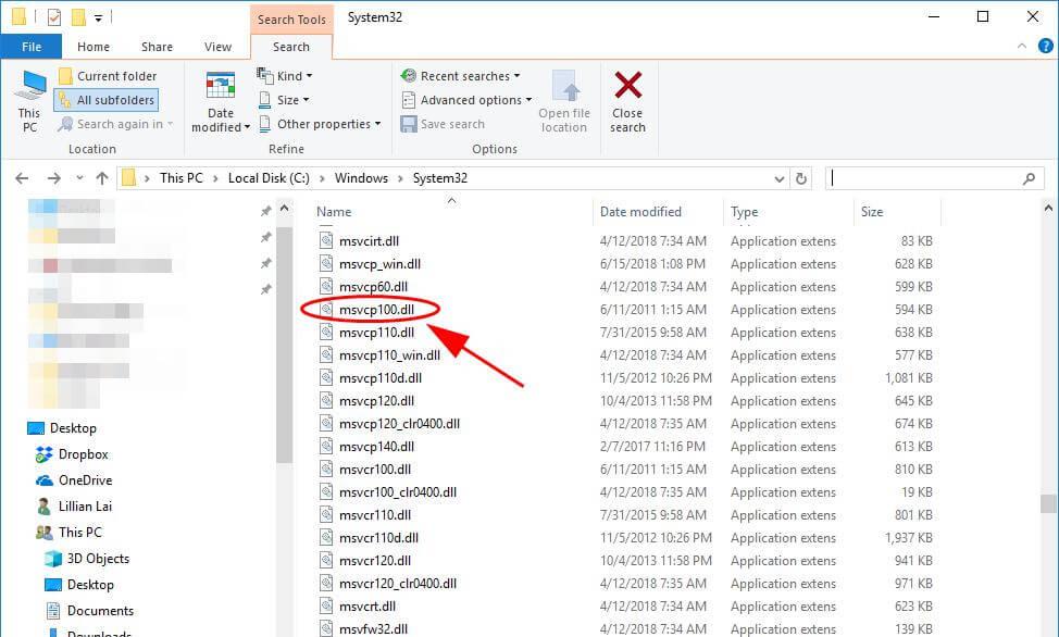 Come risolvere l'errore mancante MSVCP100.DLL su Windows 10?