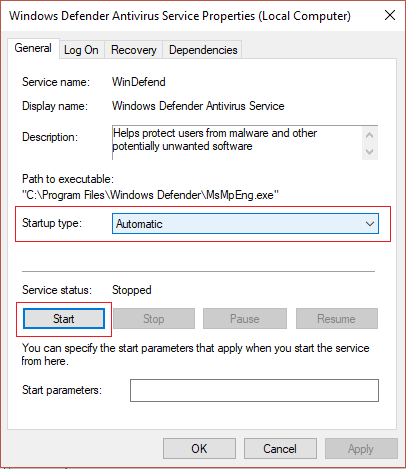 WindowsDefenderがWindows10で起動しない[修正済み]