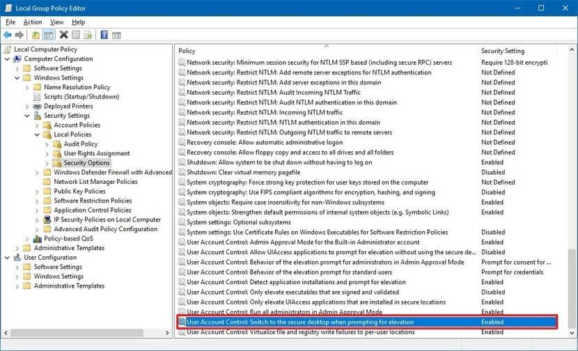 PC/ラップトップでフルスクリーンのWindows10ユーザーアカウント制御（UAC）プロンプトを無効にする手順