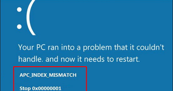 Как исправить ошибку синего экрана APC_INDEX_MISMATCH (0x00000001) в Windows 10?