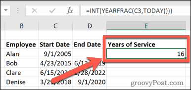 Excelで勤続年数を計算する方法