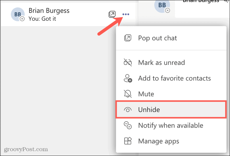 Microsoft Teams でチャットを削除または非表示にする方法
