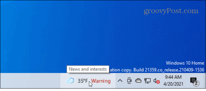 Как отключить виджет новостей и интересов на панели задач Windows 10