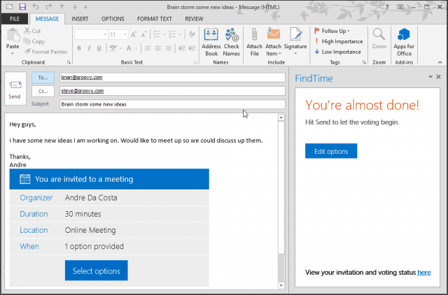 Outlook 用の Microsoft の新しい FindTime アドインの使用方法