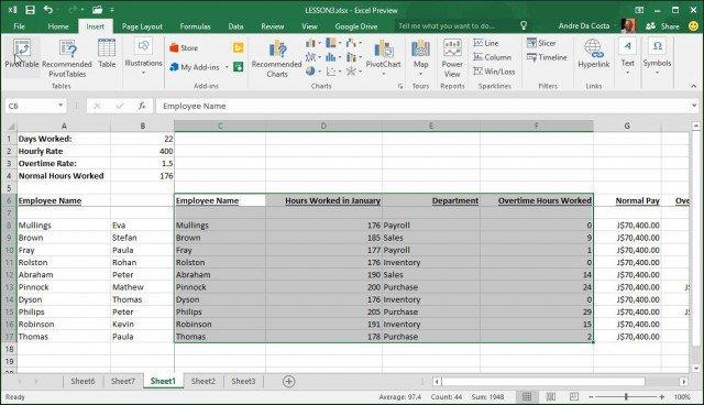 Microsoft Excel でピボット テーブルを作成する方法
