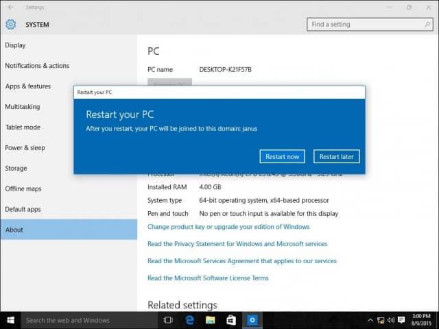 Como associar um PC com Windows 10 a um domínio