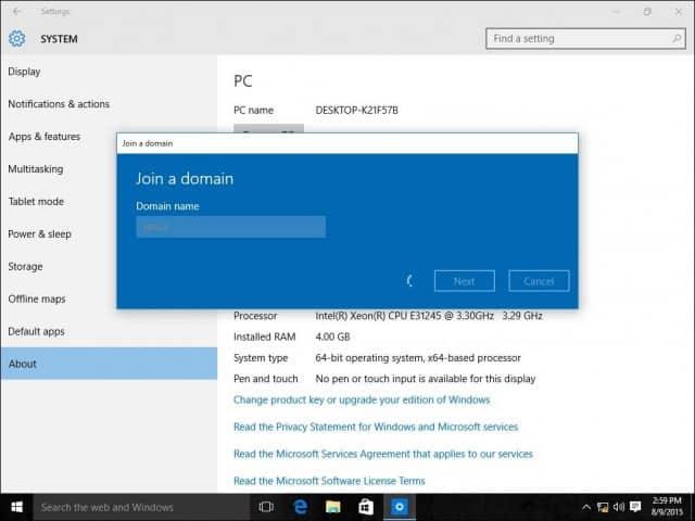 Como associar um PC com Windows 10 a um domínio