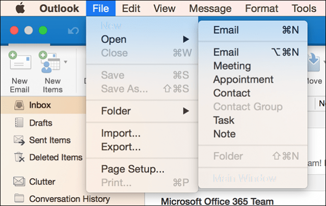 Outlook for Mac で新しい全画面表示を使用する方法