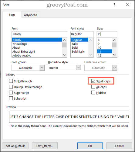 วิธีการเปลี่ยนตัวพิมพ์ใหญ่หรือตัวพิมพ์เล็กใน Microsoft Word