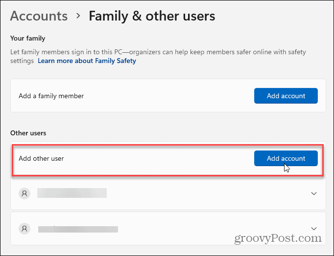Windows 11 でローカル ユーザー アカウントを追加する方法