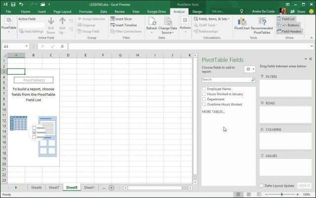 Microsoft Excel でピボット テーブルを作成する方法