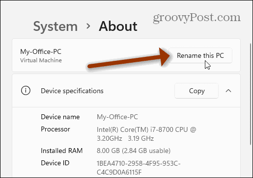 Как изменить имя ПК с Windows 11