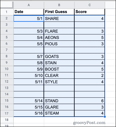 Как удалить пустые строки в Google Sheets
