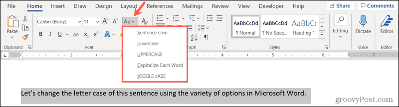 วิธีการเปลี่ยนตัวพิมพ์ใหญ่หรือตัวพิมพ์เล็กใน Microsoft Word