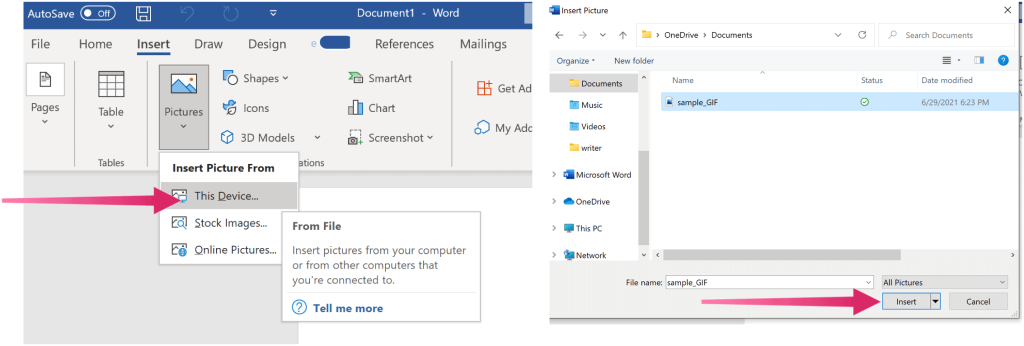 アニメーション GIF を Word 文書に挿入する方法