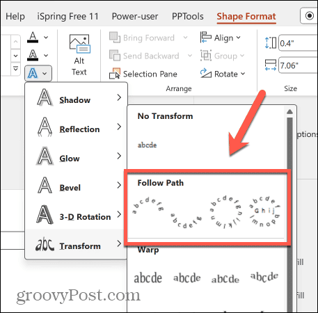 Как сделать текст кривой в PowerPoint