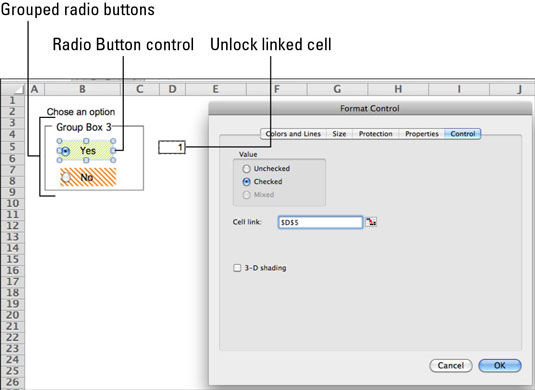 Creación de botones de opción para formularios de Excel en Office 2011 para Mac Creación de botones de opción para formularios de Excel en Office 2011 para Mac