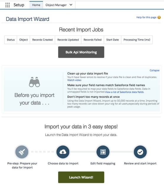 Salesforce로 데이터 마이그레이션 옵션
