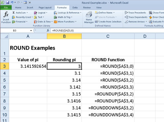 Redondeo de números en Excel 2010 con REDONDEAR, REDONDEAR y REDONDEAR