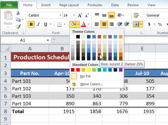 Cómo aplicar colores de relleno, patrones y degradados a celdas en Excel 2010