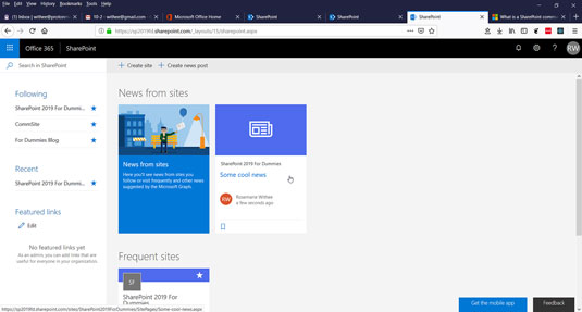 Cách chia sẻ và theo dõi trang web SharePoint