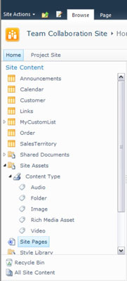 Thanh khởi động nhanh trong SharePoint 2010