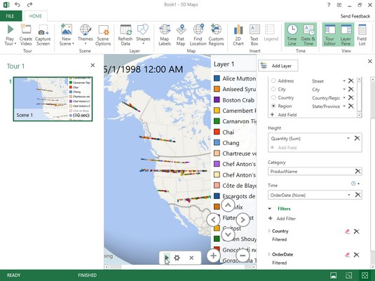 如何在 Excel 2019 中使用 3D 地圖功能
