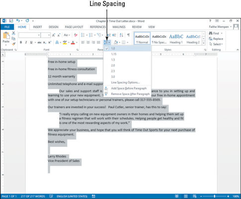 Cómo cambiar el espaciado vertical en Word 2013