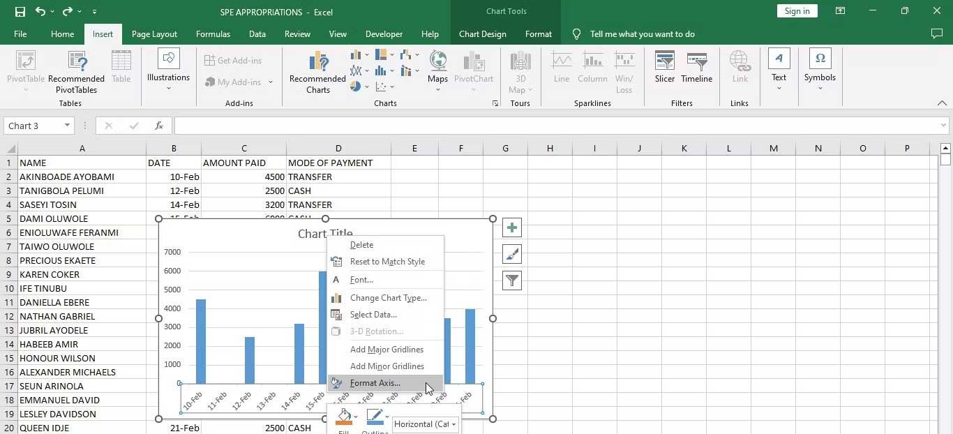 Excel でグラフの軸を表示または非表示にする方法