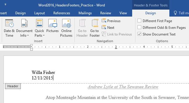 Guía completa de Word 2016 (Parte 14): Título de página (Encabezado) y pie de página (Pie)