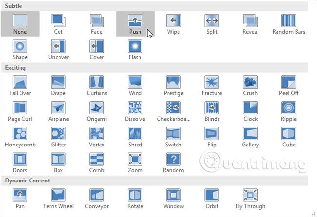 PowerPoint 2016: применение эффектов перехода