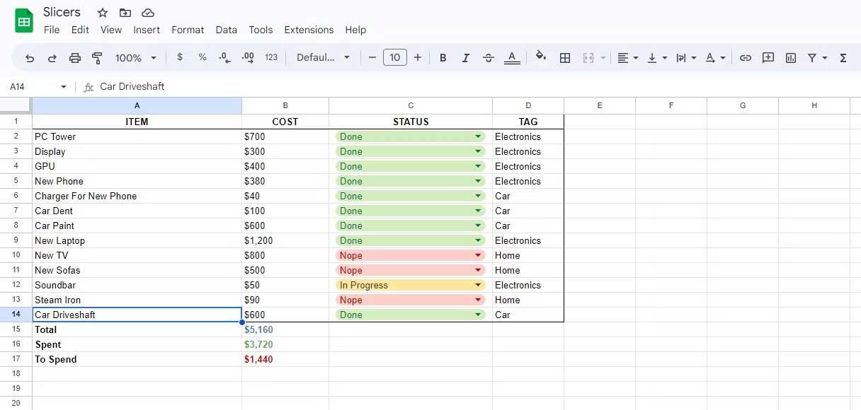 Cómo usar Slicer en Google Sheets para filtrar datos rápidamente