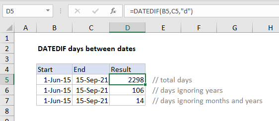 وظيفة DATEDIF في Excel وظيفة DATEDIF في Excel